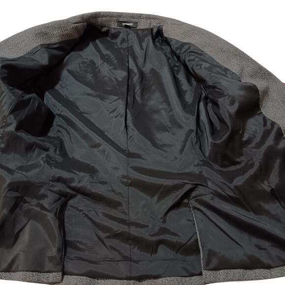 EXPRESS Tweed Blazer‎ Jacket Size 6 Good Quality Career Professional Dark Gray - Picture 6 of 12